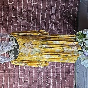 H&M  Floral Yellow & White Midi Dress